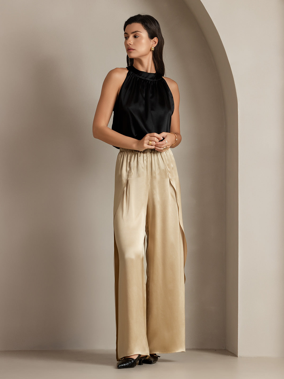 [Champagne] SilkSilky-SE 19Momme Silke Womens Pants 012