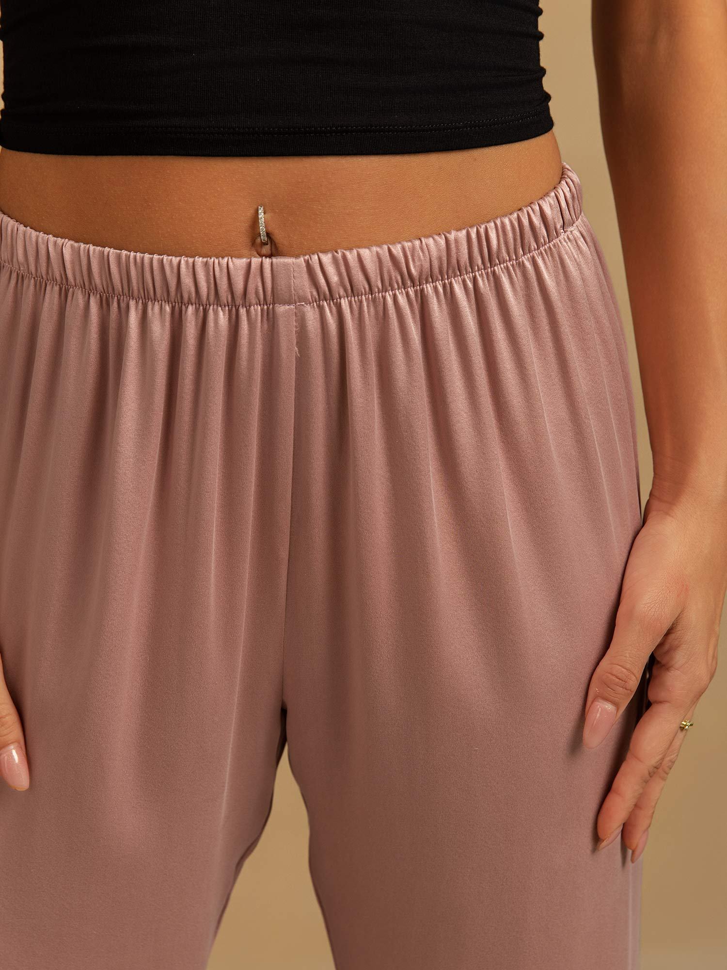 [Persikohud] SilkSilky-SE 19Momme Silke Womens Sleep Bottoms 004,