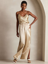 [Champagne] SilkSilky-SE Spaghetti Strap V Neck Cami Toppar 003