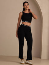 [Svart] SilkSilky-SE Sleeveless Crew Neck Women's Outfit Sets 005