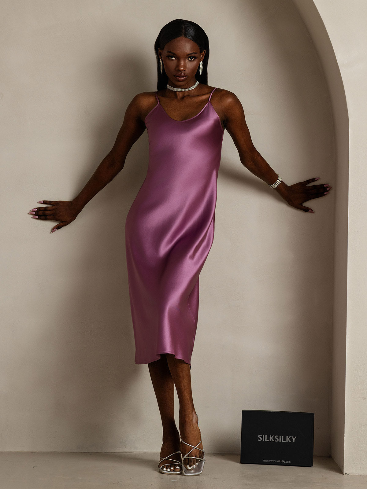 [Mörklila] SilkSilky-SE Rent Silke Dress 004