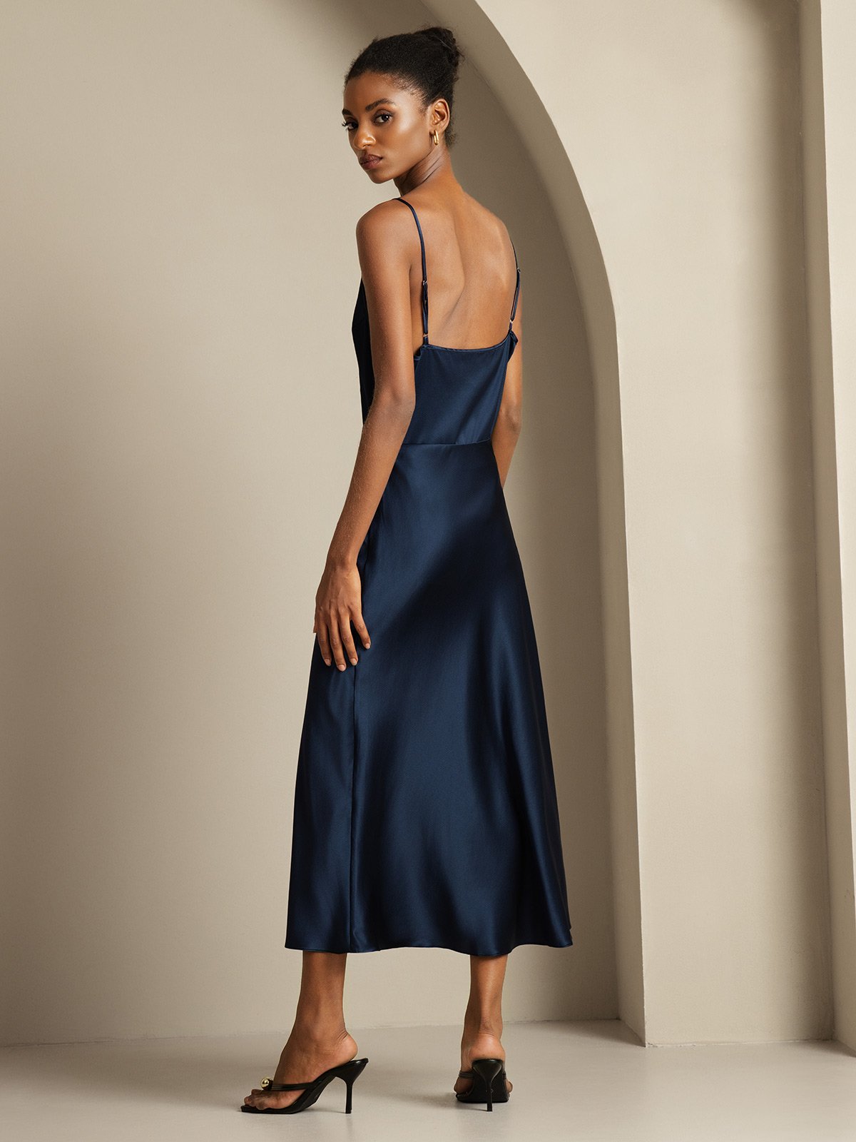 [Mörkblå] SilkSilky-SE 19Momme Rent Silke Womens Outfit Sets 002,