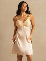 [Ljusrosa] SilkSilky-SE Spaghetti Strap V Neck Nattlinne 001