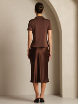 [Kaffe] SilkSilky-SE 100% Silk Jersey Short Sleeve Mock Neck Dam T-Shirt 007
