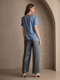 SilkSilky SE Rent Silke Womens Pants Gråblå 004