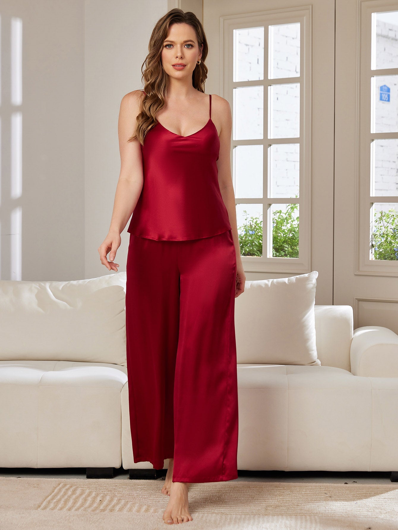[Vin] SilkSilky-SE Rent Silke V-Hals Camisole Set 001