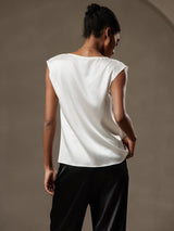 [Vit] SilkSilky-SE Kappärm Cowl Neck Dam T-Shirt 002