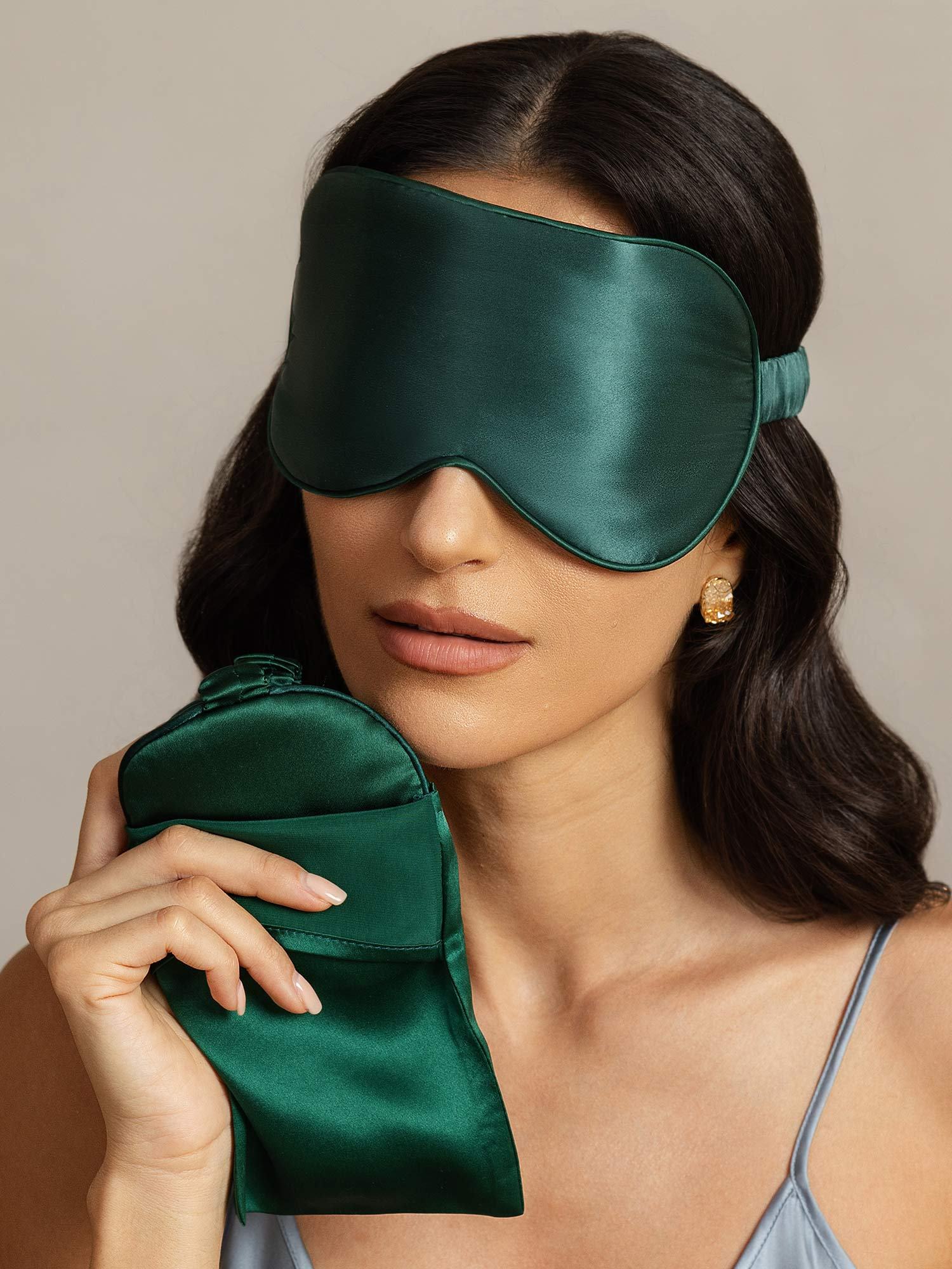 [Mörkgrön] SilkSilky-SE Rent Silke Eye Mask 003