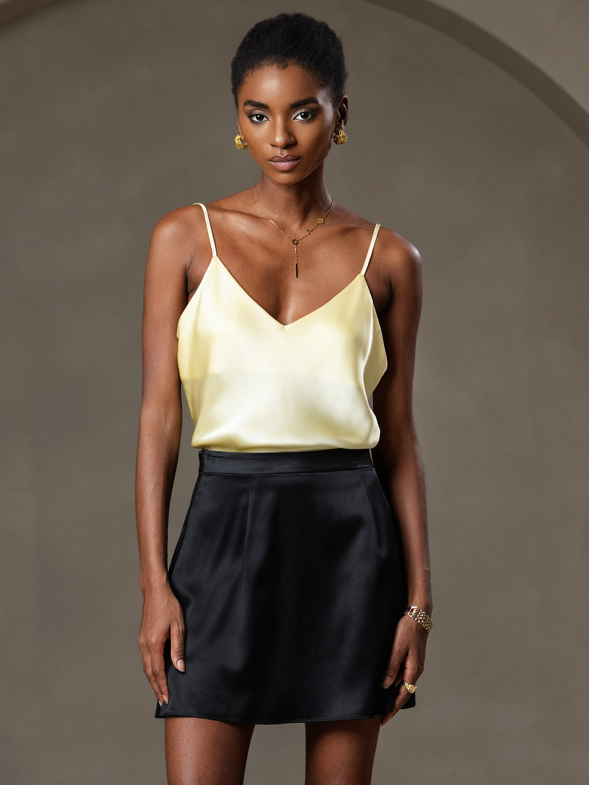 [Ljusgul] SilkSilky-SE Rent Silke Camisoles 006,