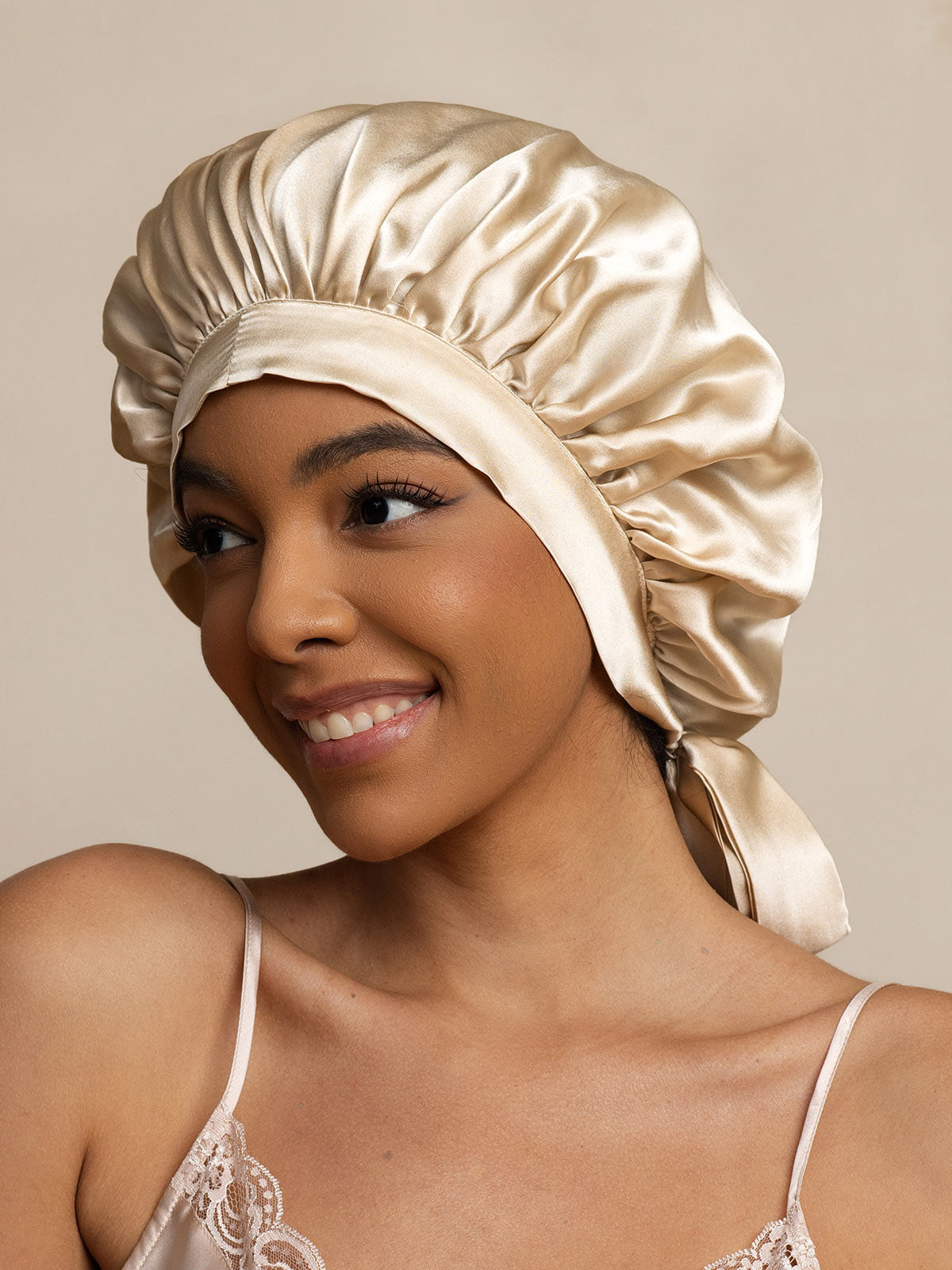 [Beige] SilkSilky-SE Rent Silke Sleep Cap 002