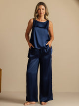 [Mörkblå] SilkSilky-SE Sleeveless Scoop Neck Cami Toppar 008