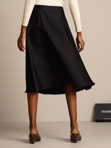 [Svart] SilkSilky-SE 32Momme Silk-Wool Blend Skirt 002