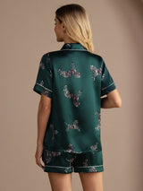 [Smaragd Zebra] SilkSilky-SE Short Sleeve Lapel Collar Dam Pyjama 002