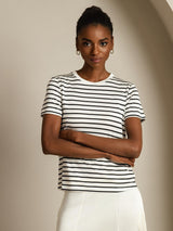 [Vit Rand] SilkSilky-SE Short Sleeve Crewkrage Dam T-Shirt 005