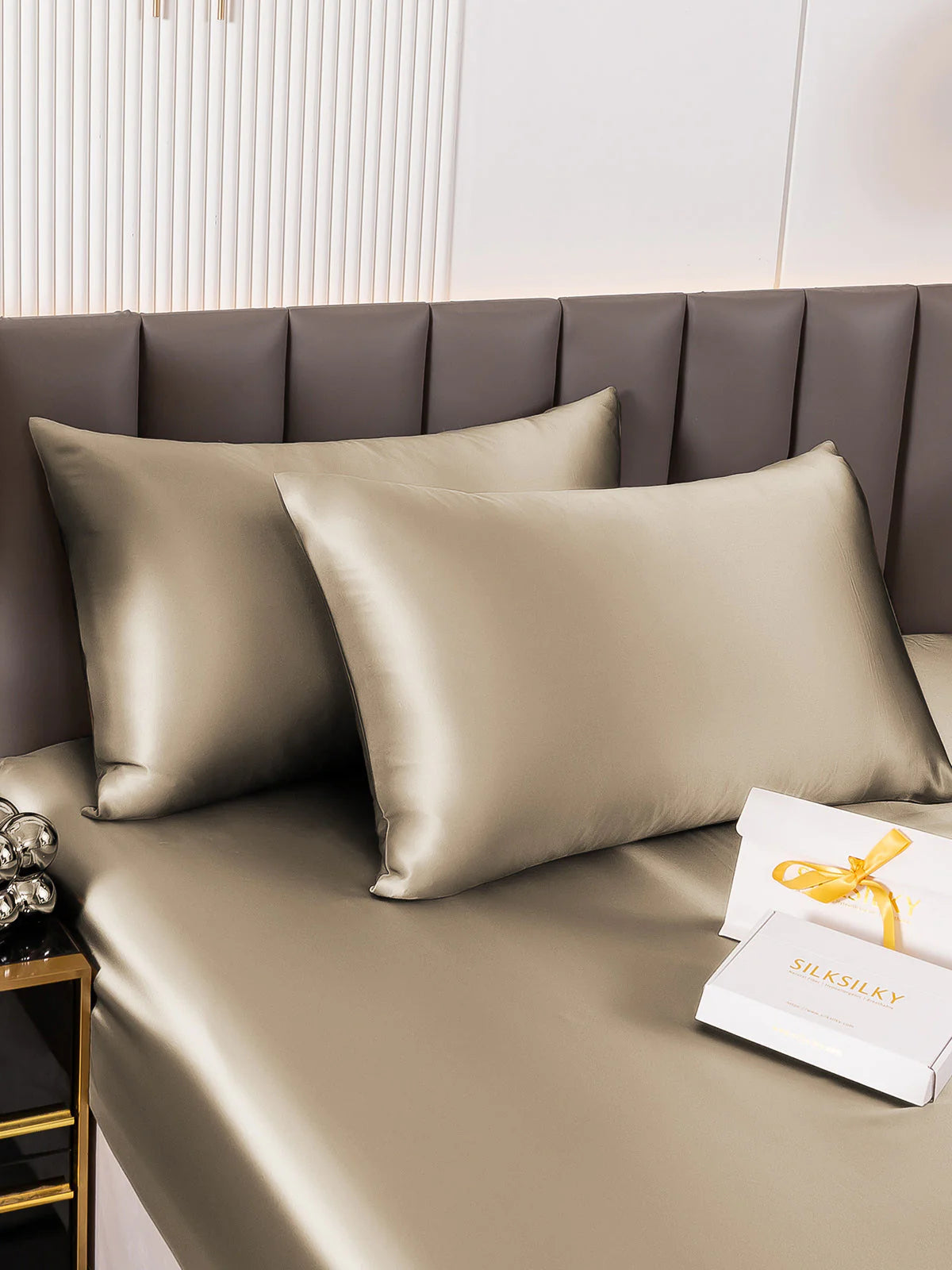 [Grå] SilkSilky-SE 19Momme Rent Silke Pillowcase 005