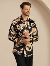 [Svart Drake] SilkSilky-SE Long Sleeve Lapel Collar Herrskjorta 004