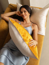 [Guld+Ljusbeige] SilkSilky-SE 22Momme Rent Silke Pillowcase 003