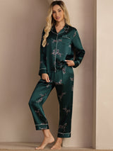 [Smaragd Zebra] SilkSilky-SE Long Sleeve Lapel Collar Dam Pyjama 005