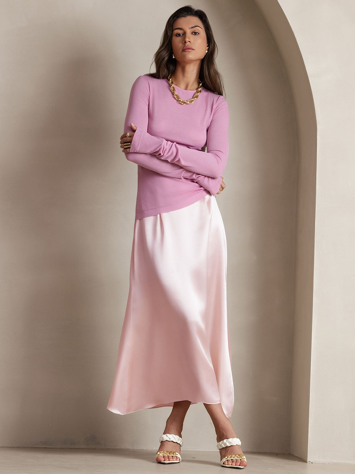 [Rosa] SilkSilky-SE 19Momme Silke Skirt 001