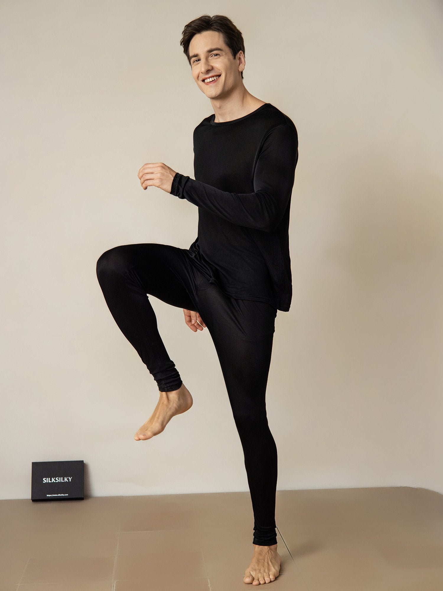 [Svart] SilkSilky-SE Silke Mens Pajamas 002
