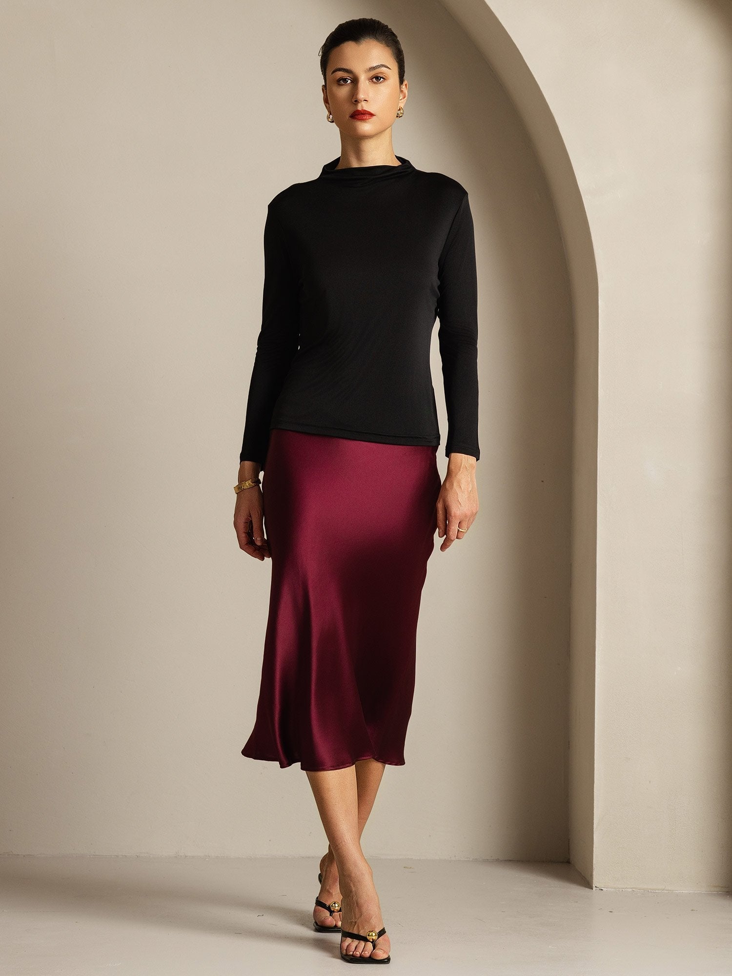 [Svart] SilkSilky-SE Rent Silke Womens T-Shirt 005