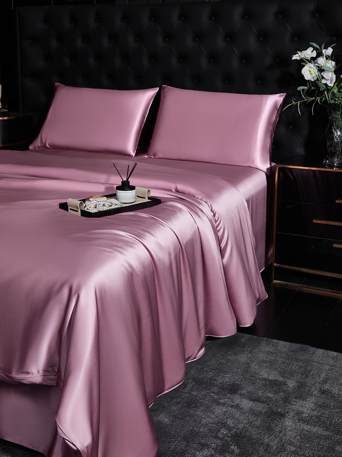 [Blek Mauve] SilkSilky-SE 19Momme Rent Silke Bedding Set 003,