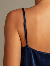 [Mörkblå] SilkSilky-SE 19Momme Silke Spaghetti Rem Camisole Set 004