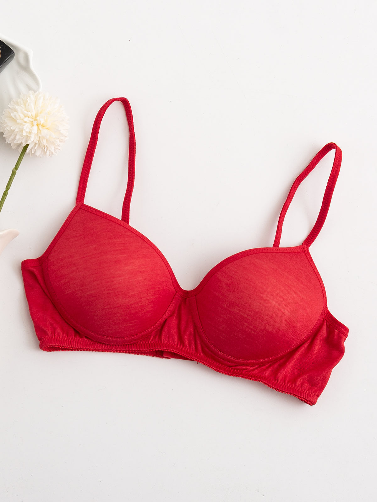 [Röd] SilkSilky-SE Silke Stickad Bra 006