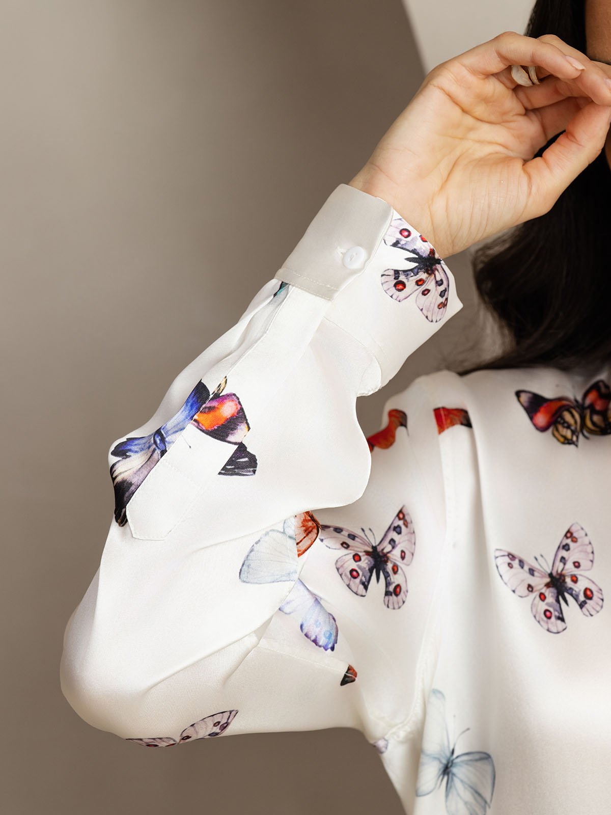 [Vit Fjäril] SilkSilky-SE 19Momme Silke Krage Women''s Outfit Sets 006