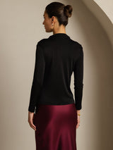 [Svart] SilkSilky-SE Rent Silke Womens T-Shirt 002