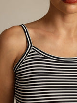 [Svart Rand] SilkSilky-SE Spaghetti Strap Square Neck Cami Toppar 007