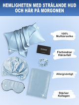 [Ljusblå] SilkSilky-SE 19Momme Rent Silke Pillowcase Set 002