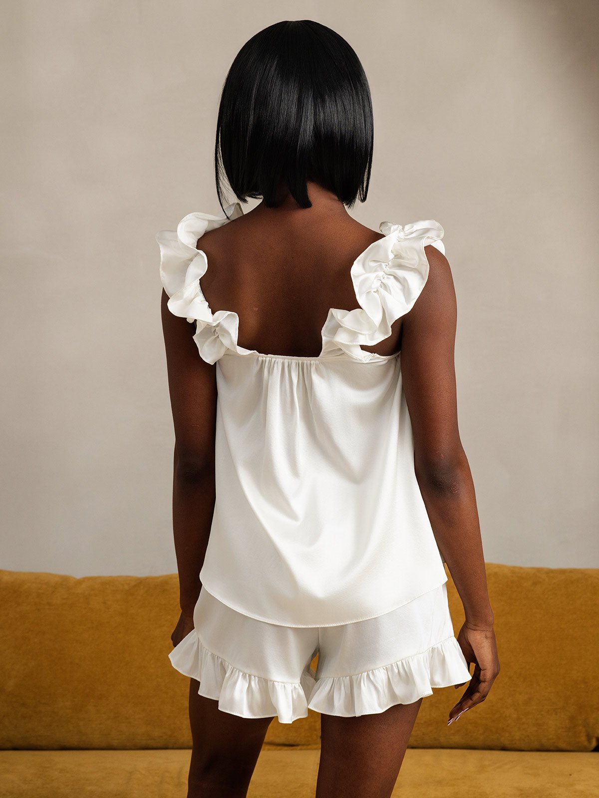 SilkSilky-SE 19Momme Silke Camisole Set Vit 002