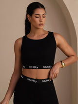 [Svart] SilkSilky-SE Sleeveless Crew Neck Women's Outfit Sets 004
