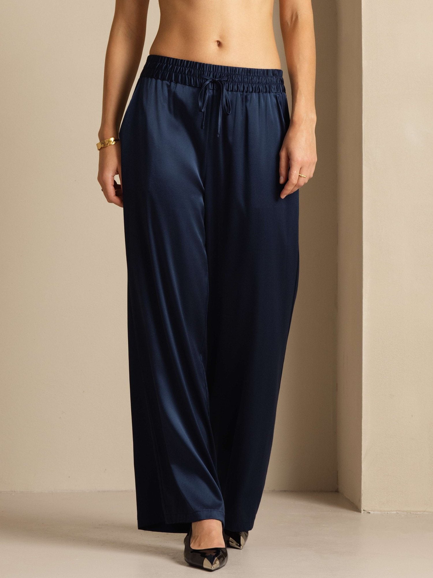 [Mörkblå] SilkSilky-SE 19Momme Womens Pants 003