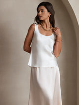 [Vit] SilkSilky-SE Sleeveless Cami Toppar 003