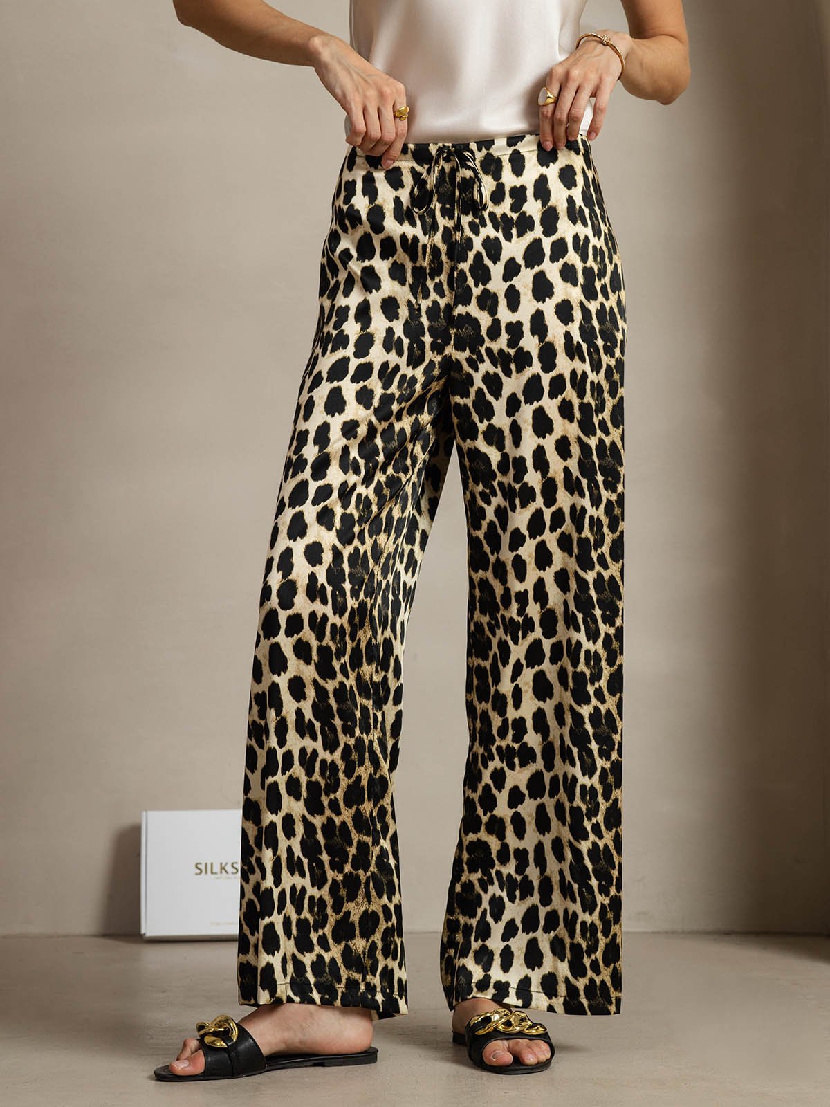 [Leopard] SilkSilky-SE 19Momme Silke Womens Pants 001