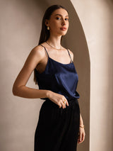 [Mörkblå] SilkSilky-SE Spaghetti Strap Cami Toppar 003