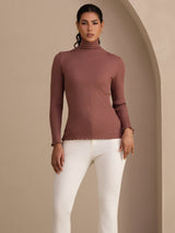 [Cameo Rose] SilkSilky-SE Long Sleeve Turtle Neck Dam T-Shirt 004