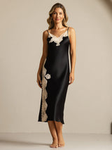 [Svart] SilkSilky-SE Rent Silke Nightgown 003,