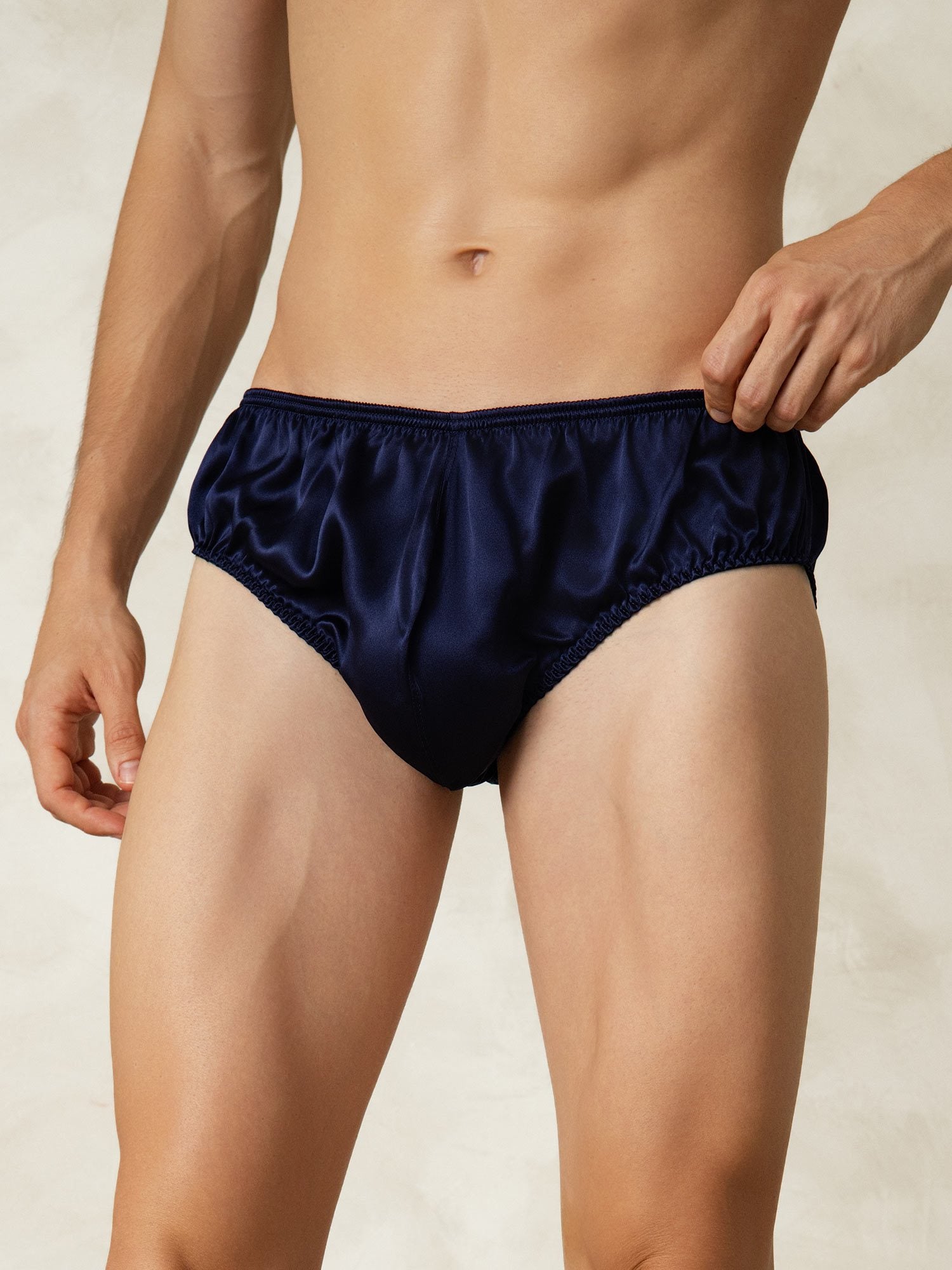 [Mörkblå] SilkSilky-SE Rent Silke Mens Underwear 001