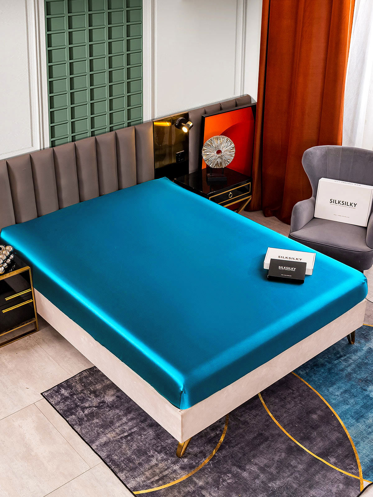 [Kungsblått] SilkSilky-SE 25Momme Rent Silke Sheet 001