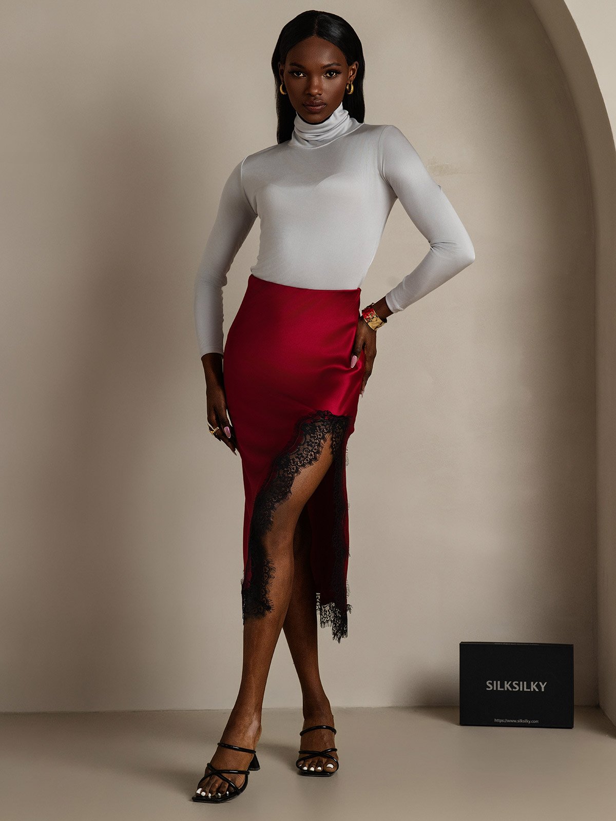 SilkSilky-SE 19Momme Silke Skirt Vin 001