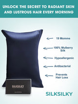 [Mörkblå] SilkSilky-SE 19Momme Rent Silke Pillowcase 002