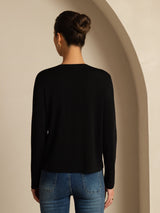 [Svart] SilkSilky-SE Long Sleeve Dam Cardigan 002