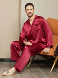 SilkSilky SE Rent Silke Lång Ärm Mens Pajamas Vin 003