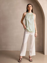 [Ljusgrön] SilkSilky-SE Sleeveless Halter Dam T-Shirt 005