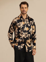 [Svart Drake] SilkSilky-SE Long Sleeve Lapel Collar Herrskjorta 001
