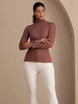 [Cameo Rose] SilkSilky-SE Long Sleeve Turtle Neck Dam T-Shirt 005