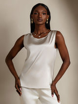 [Ljusgrå] SilkSilky-SE Sleeveless Round Neck Cami Toppar 001